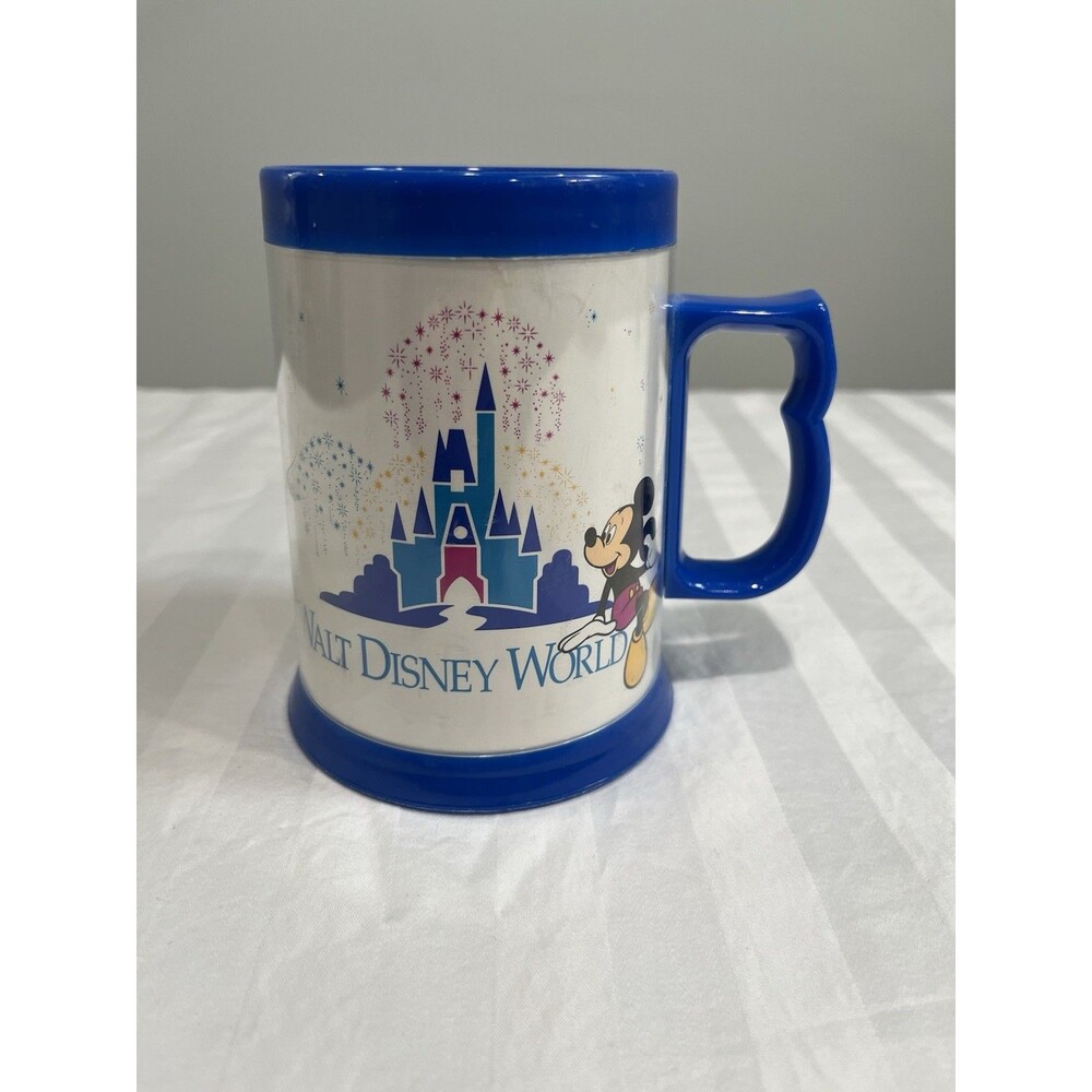 Walt Disney World Thermo-Serv Insulated Plastic Mug Mickey Mouse Castle VTG